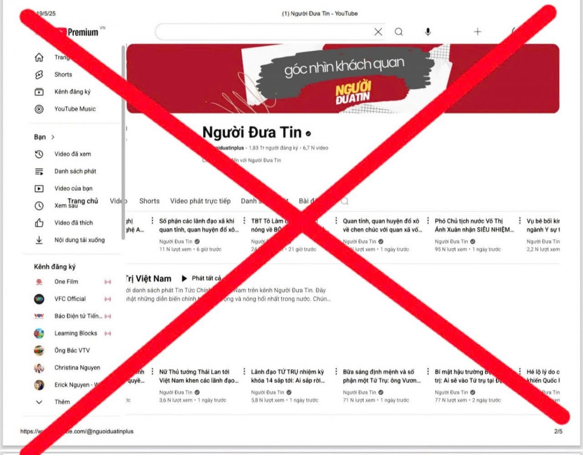 Cơ quan chức năng vô hiệu hóa hệ thống kênh “Người đưa tin” của nhóm bị can trên. (Ảnh: CACC)