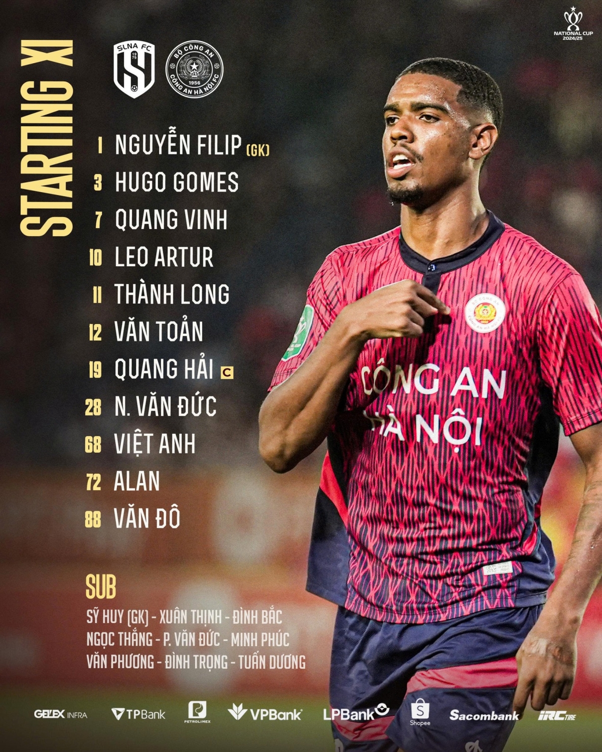 Đội hình xuất phát của CLB CAHN. 