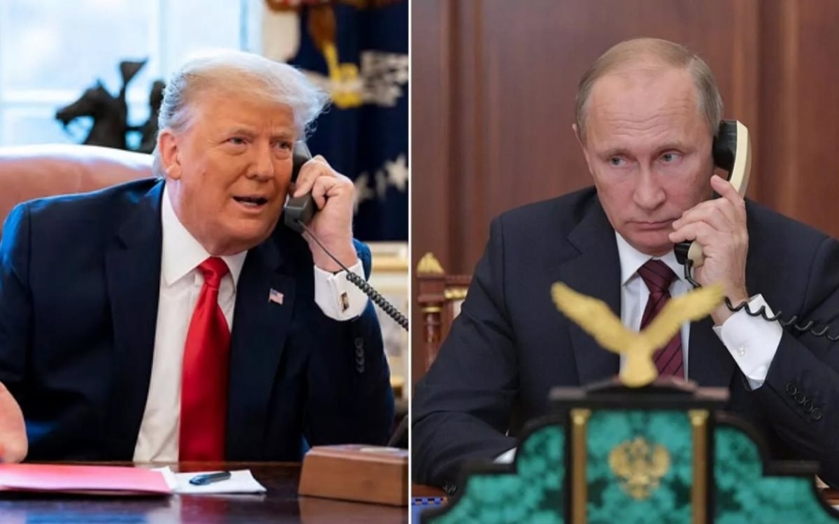 Tổng thống Mỹ Donald Trump điện đàm với Tổng thống Nga Vladimir Putin. Ảnh minh họa: KT
