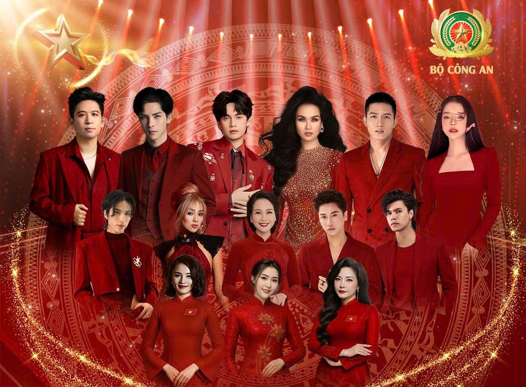 Dàn nghệ sĩ quy tụ trong chương trình nghệ thuật “Bản hùng ca Công an nhân dân Việt Nam”