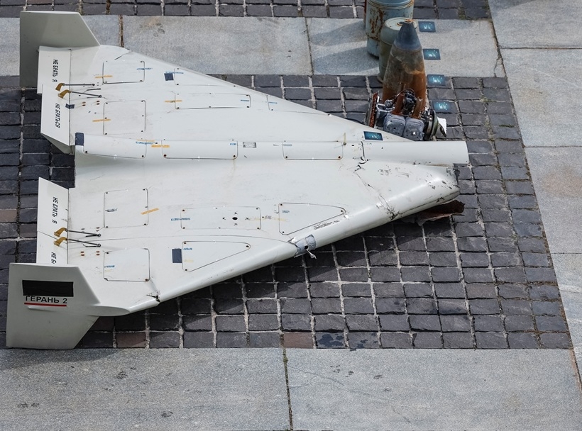 Một mẫu UAV Shahed do quân đội Nga phóng vào Ukraine. Ảnh: Reuters