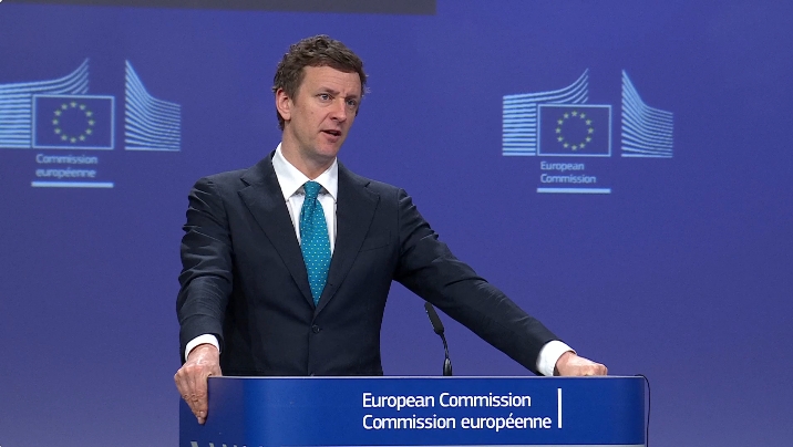 Phát ngôn viên của Uỷ ban châu Âu Olof Gill cho biết EU đang đẩy nhanh quá trình đàm phán với Mỹ. Ảnh: Eunews