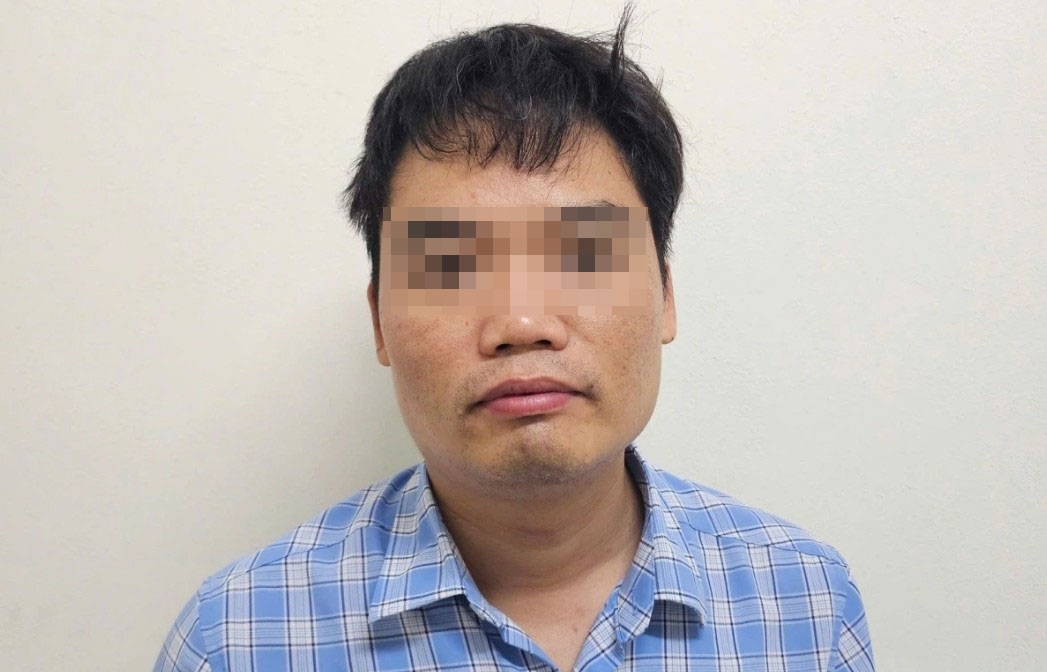 Lê Minh Giáp tại cơ quan công an. (Ảnh: Công an cung cấp)