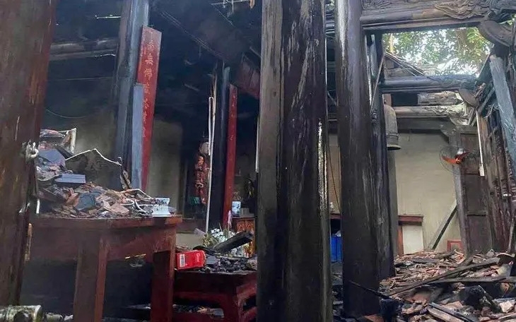 Vụ cháy tại di tích quốc gia chùa Báo Quốc. Ảnh: người dân cung cấp