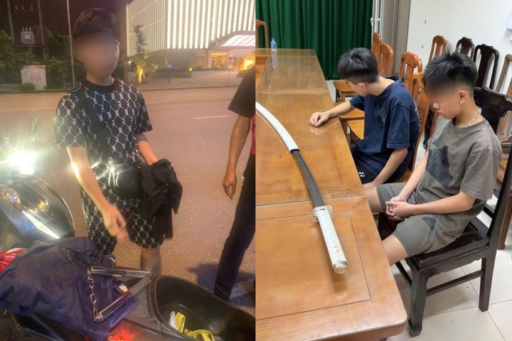 Nhiều trường hợp mang theo hung khí khi tham gia giao thông bị lực lượng chức năng bắt giữ. (Ảnh: Công an Bắc Ninh).