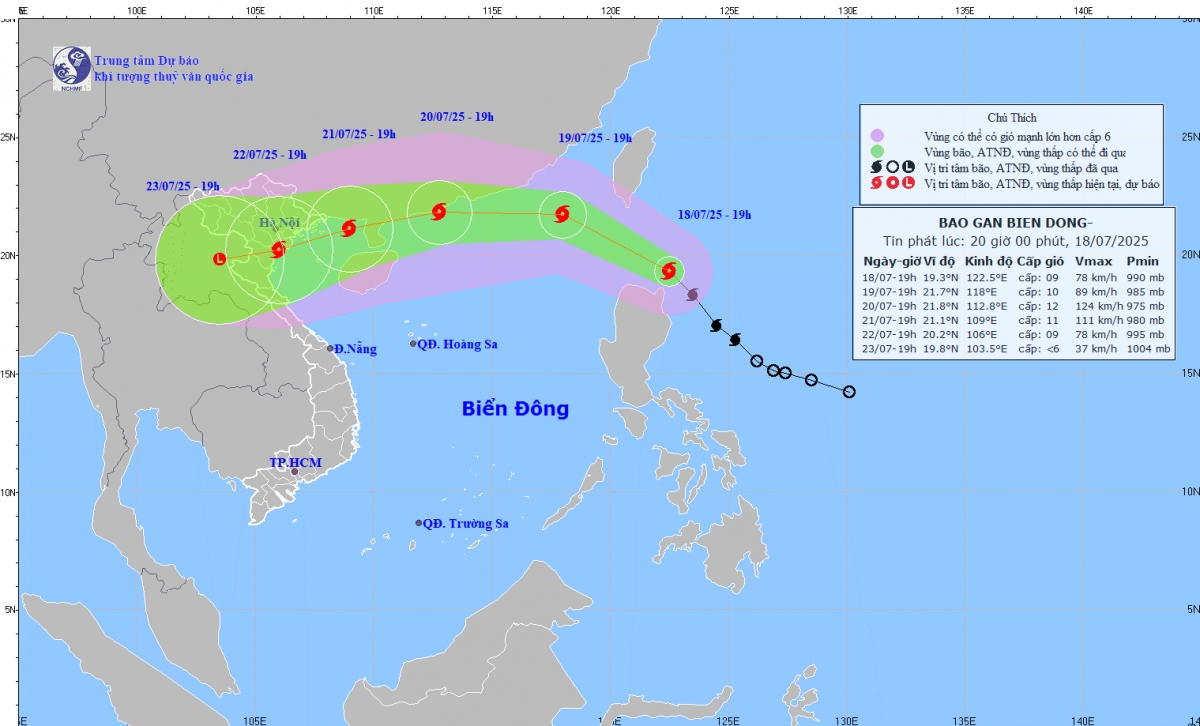 Hướng di chuyển của bão WIpha
