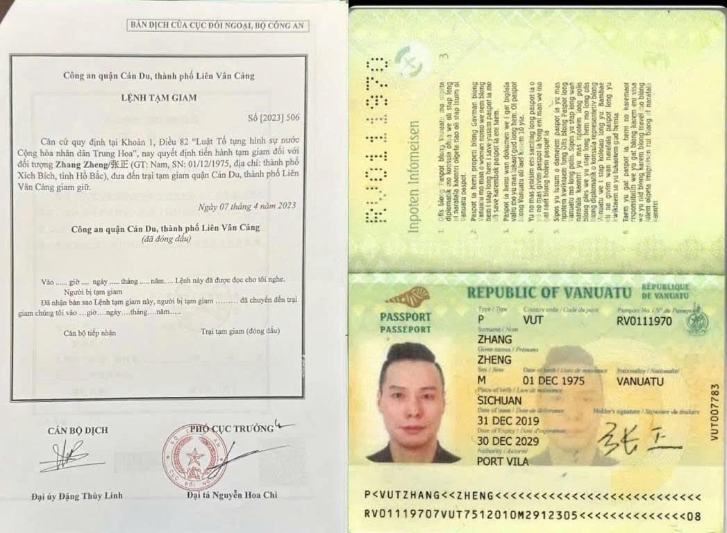 Zhang Zheng (50 tuổi, quốc tịch Trung Quốc) - đối tượng đang bị truy nã quốc tế bị Công an An Giang bắt giữ khi sử dụng giấy tờ giả để vào Phú Quốc. (Ảnh CTV)