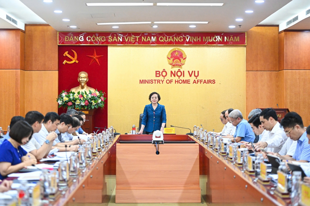 Bộ trưởng Bộ Nội vụ Phạm Thị Thanh Trà chủ trì Hội nghị giao ban. (Ảnh: Bộ Nội vụ)