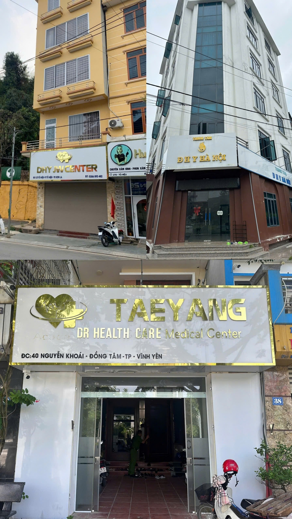 Cơ sở kinh doanh của các đối tượng tại Sơn La, Tuyên Quang, Vĩnh Phúc.