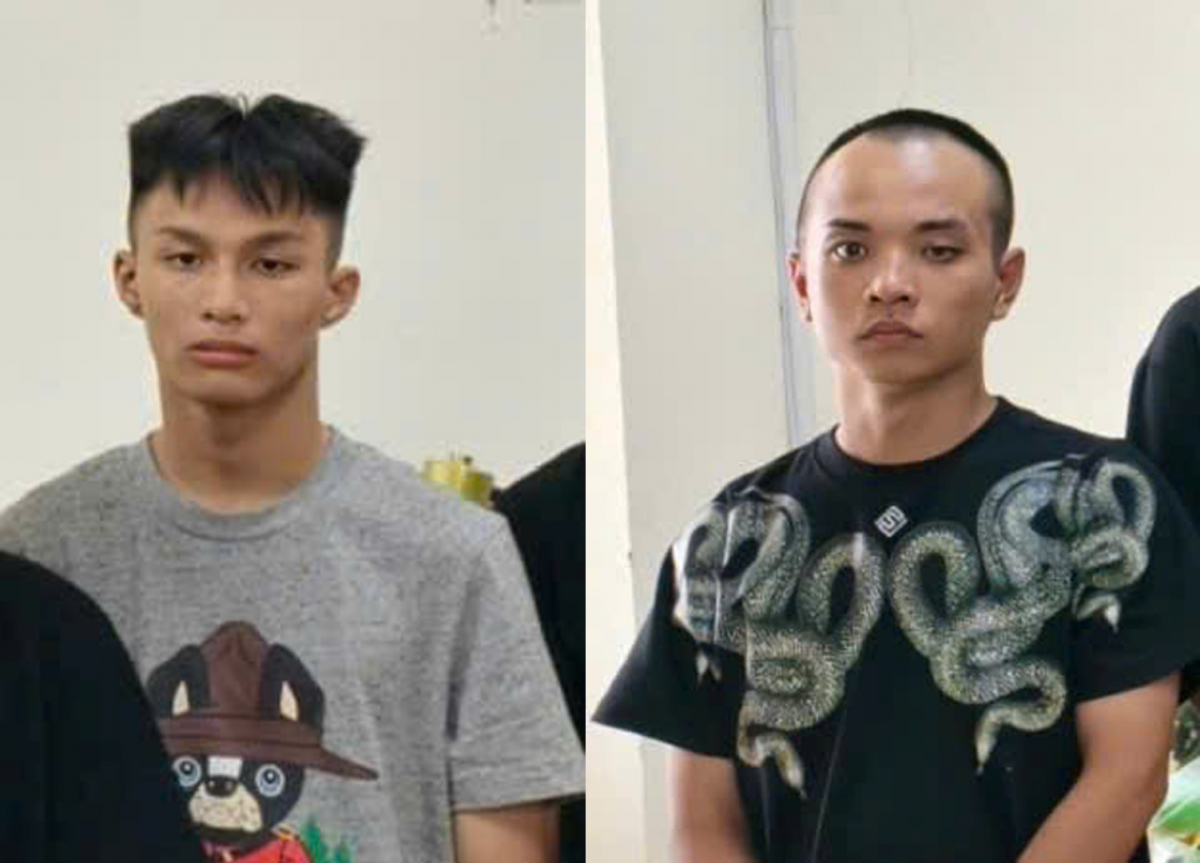 Đối tượng Bùi Tiến Hưng (trái) và Mai Tiến Đạt