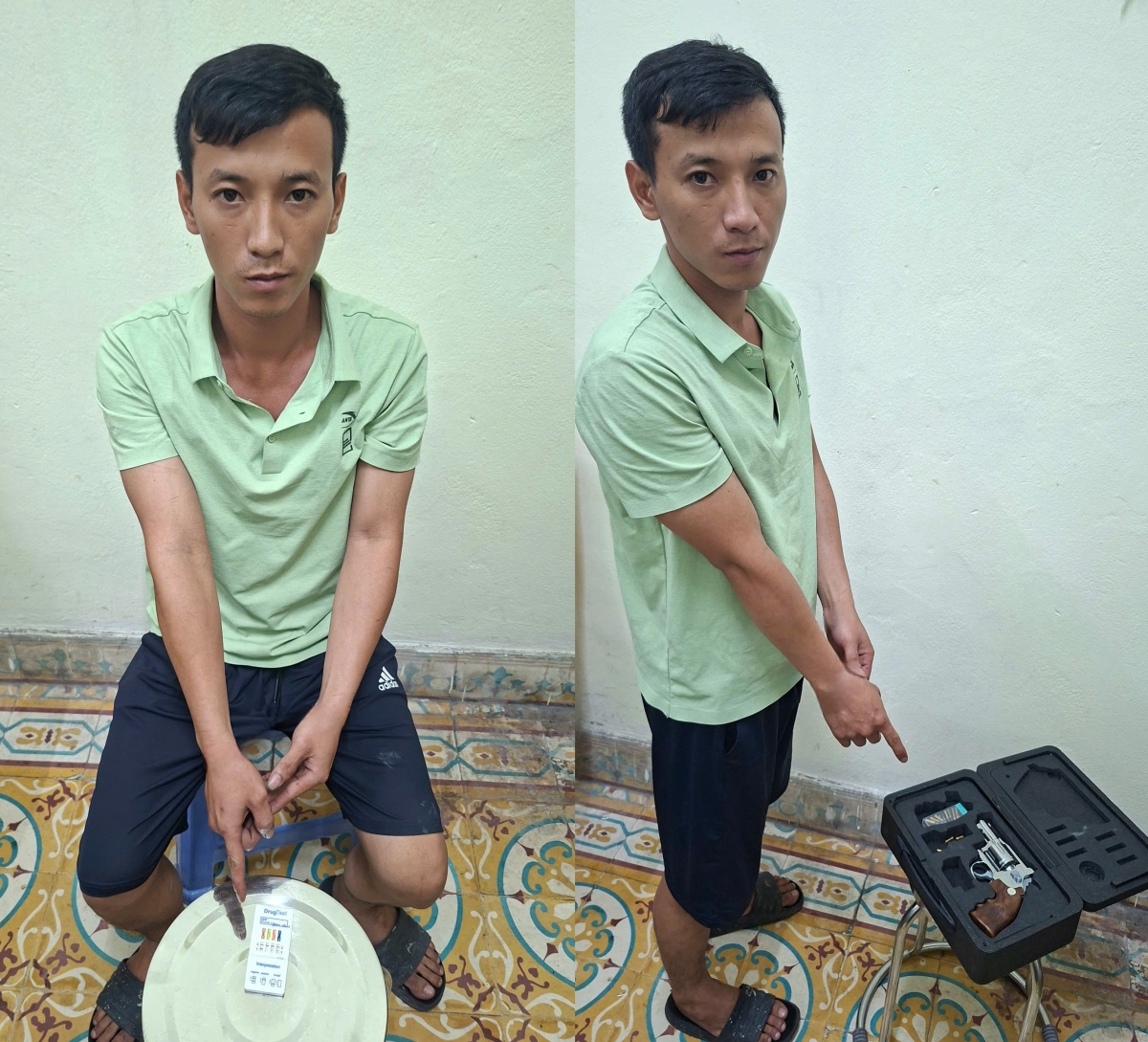 Đối tượng Trịnh Ngọc Anh dương tính với chất ma tuý và tàng trữ trái phép vũ khí quân dụng