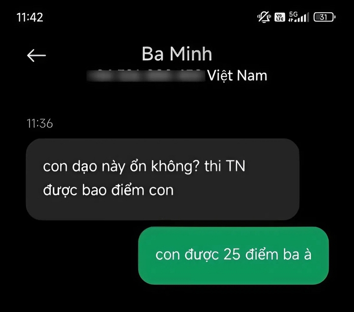 Đoạn tin nhắn tác giả đính kèm trong bài viết chia sẻ đoạn tin nhắn với người cha nuôi