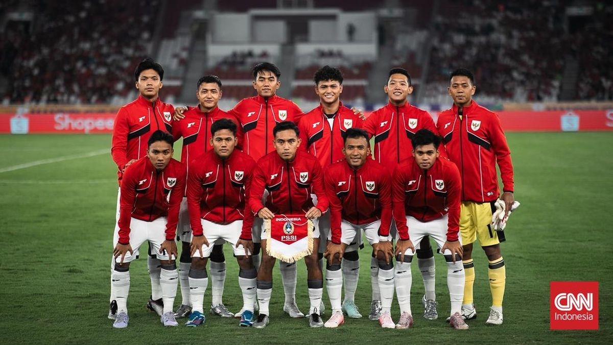 U23 Indonesia toàn thắng 2 trận đã qua, vẫn có nguy cơ bị loại từ vòng bảng U23 Đông Nam Á 2025.
(Ảnh: CNN Indonesia). 