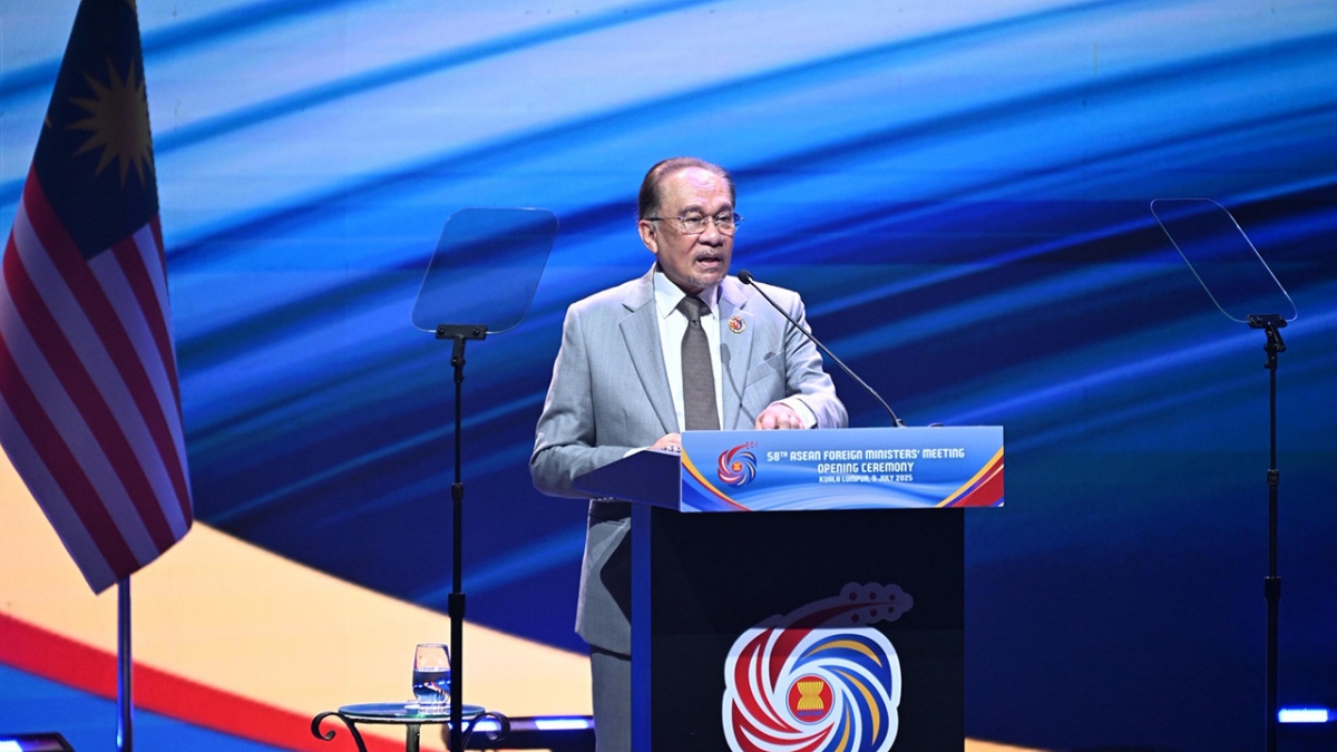 Thủ tướng Malaysia Anwar Ibrahim phát biểu tại AMM 58 tháng 7/2025.