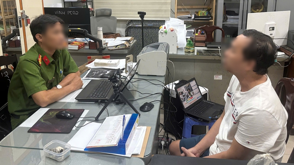 Đối tượng Trần Thanh Hải tại cơ quan điều tra (Ảnh: Công an tỉnh Đồng Nai)