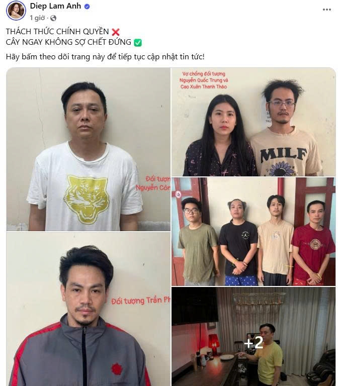 Diệp Lâm Anh chia sẻ lại bài đăng về việc NTK Công Trí bị bắt do liên quan đến ma túy, kèm chú thích: "Cây ngay không sợ chết đứng". (Ảnh chụp màn hình)