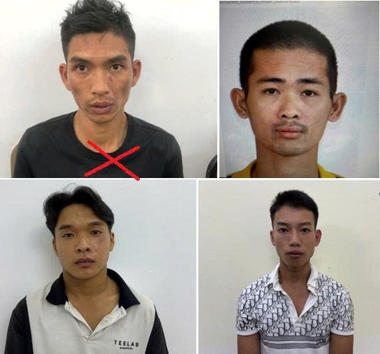 Các đối tượng Phạm Văn Trường (X), Vũ Hữu Cương, Đỗ Thành Đạt và Trần Ngọc Tân. (Ảnh: Công an TP Hải Phòng)