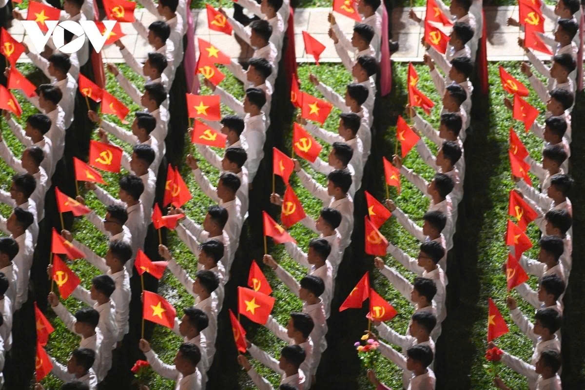 Hợp luyện diễu binh, diễu  hành tại Hà Nội ngày 24/8. Ảnh: Quang Trung