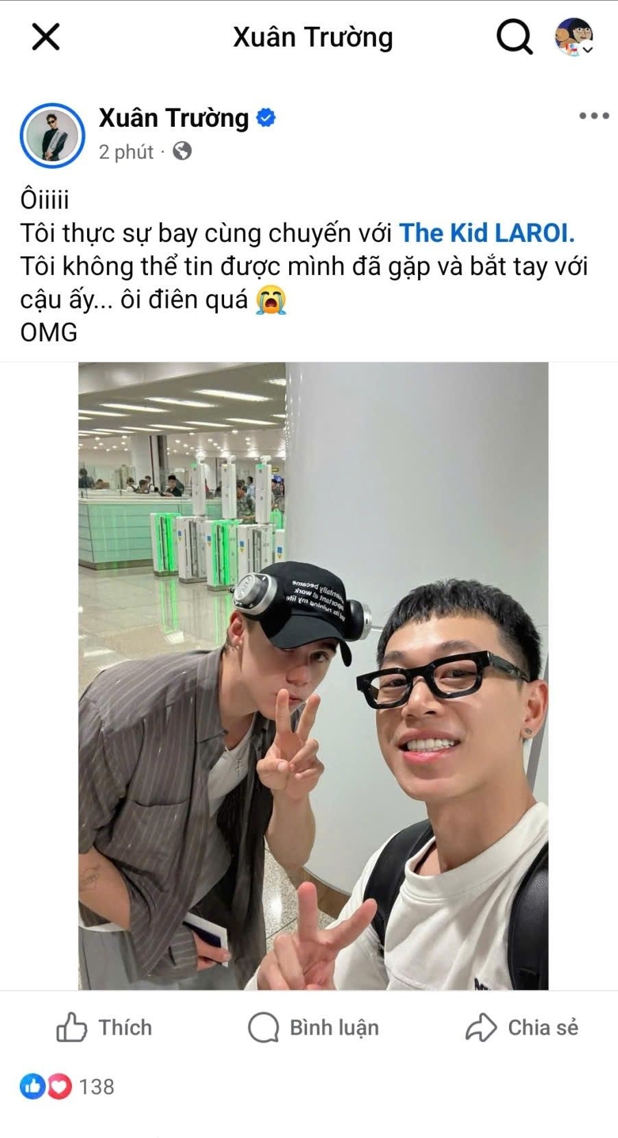 Double2T vô tình thành “fan may mắn” (Ảnh: FBNV)