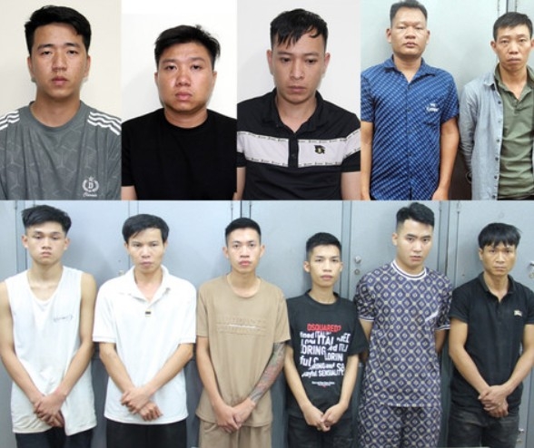 Các đối tượng trong ổ nhóm bị bắt giữ. (Ảnh: Công an tỉnh Lào Cai)