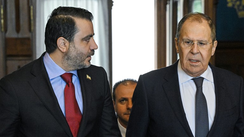 Ngoại trưởng Syria Asaad al-Shaibani gặp Ngoại trưởng Nga Sergey Lavrov tại Moscow. Ảnh: Sputnik