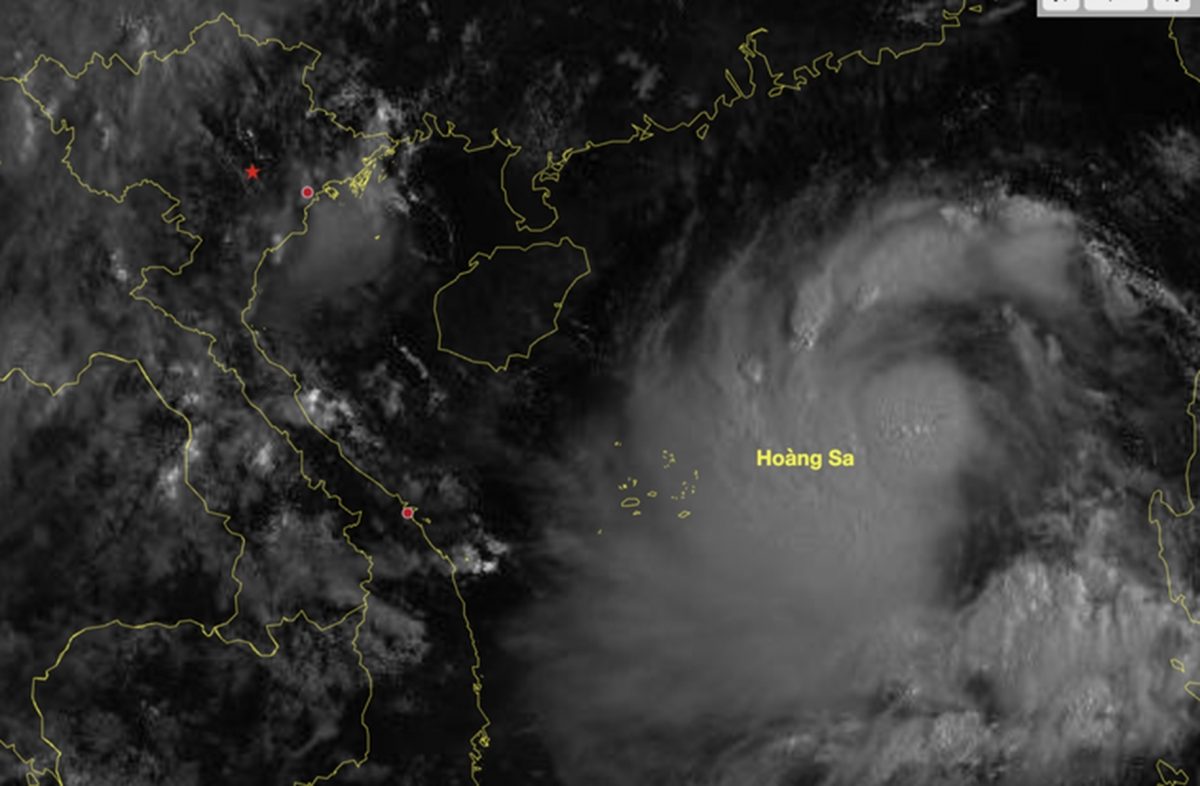 Ảnh mây vệ tinh bão số 5 lúc 7h sáng 23/8, Ảnh: NCHMF