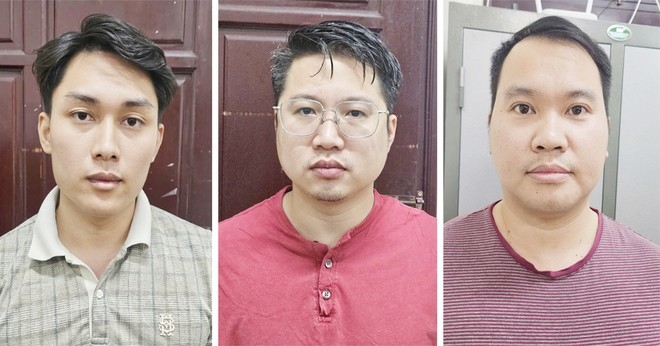 Từ trái qua phải các đối tượng Nguyễn Thành Lộc, Đặng Quốc Thắng, Ngô Khắc Trung