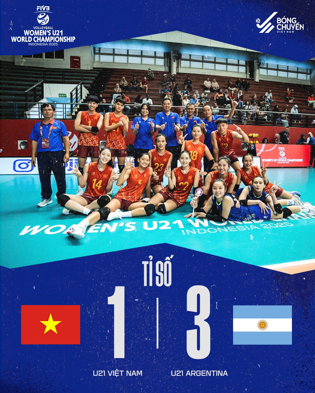 U21 nữ Việt Nam nhận thất bại đầu tiên tại giải U21 vô địch thế giới 2025. (Ảnh: Bóng chuyền Việt Nam).