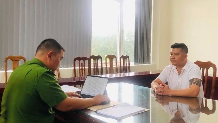 Hoàng Minh Thượng tại cơ quan công an (ảnh: Công an tỉnh Lạng Sơn)