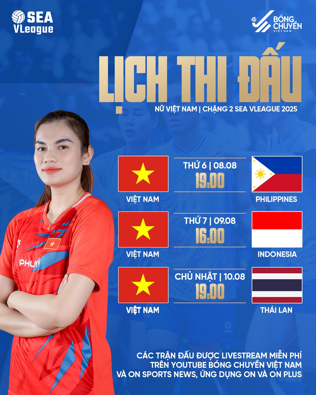 Lịch trực tiếp bóng chuyền nữ chặng 2 SEA V-League 2025 (Ảnh: Bóng chuyền Việt Nam).