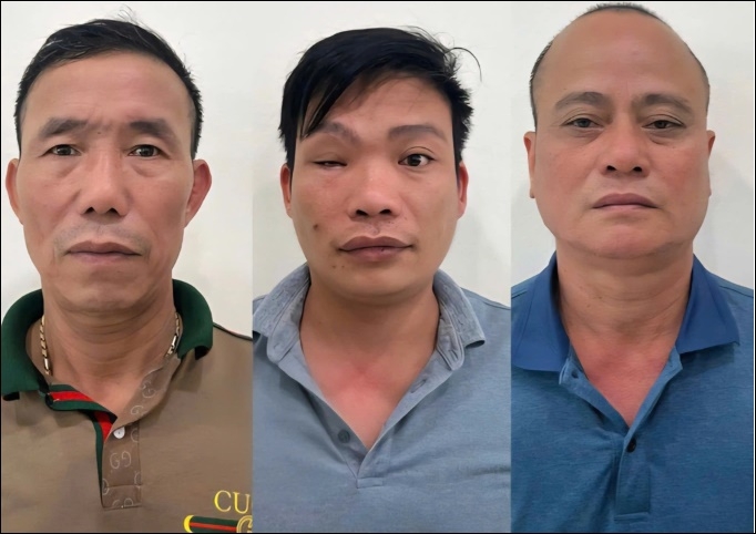 Các đối tượng từ trái qua: Thanh; Vũ và Cường. (Ảnh: Công an cung cấp)