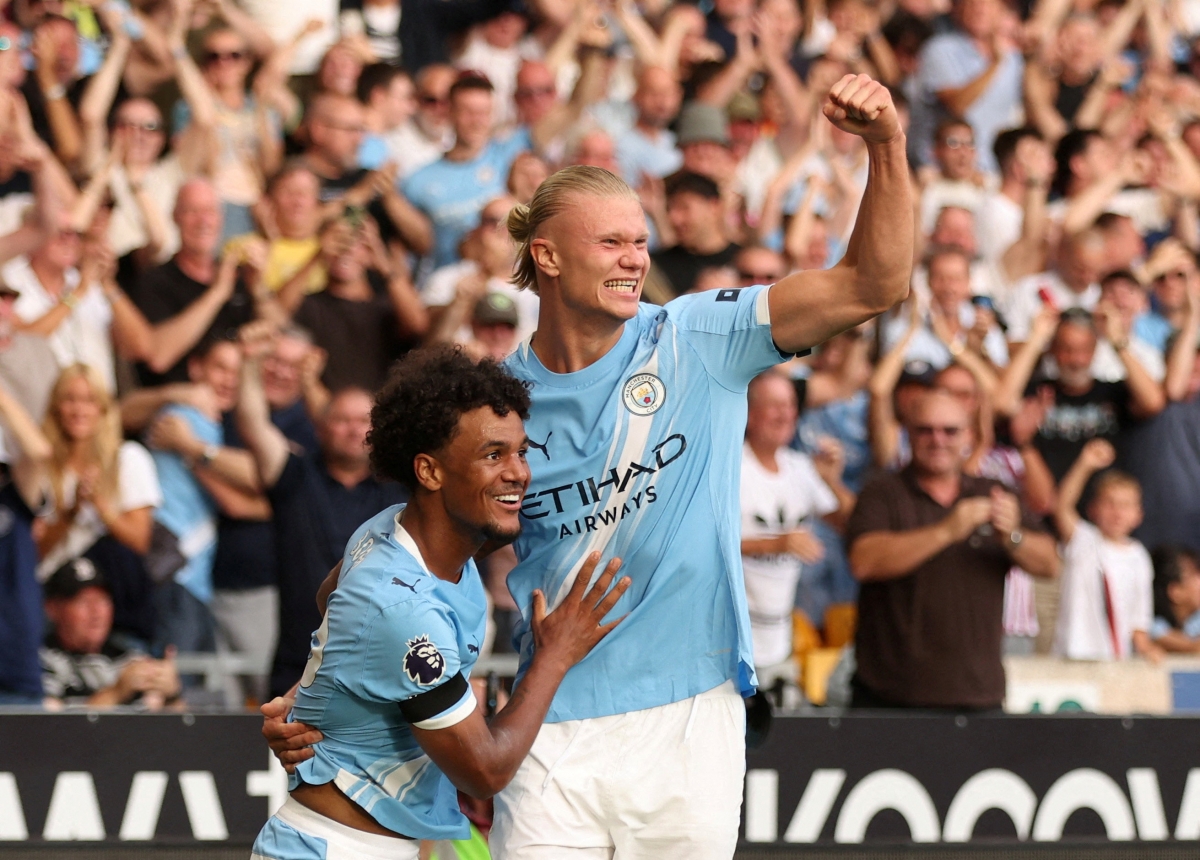 Niềm vui chiến thắng của Man City. (Ảnh: Reuters). 