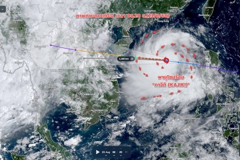 Đường đi của cơn bão. (Ảnh: Cục Khí tượng Thái Lan)