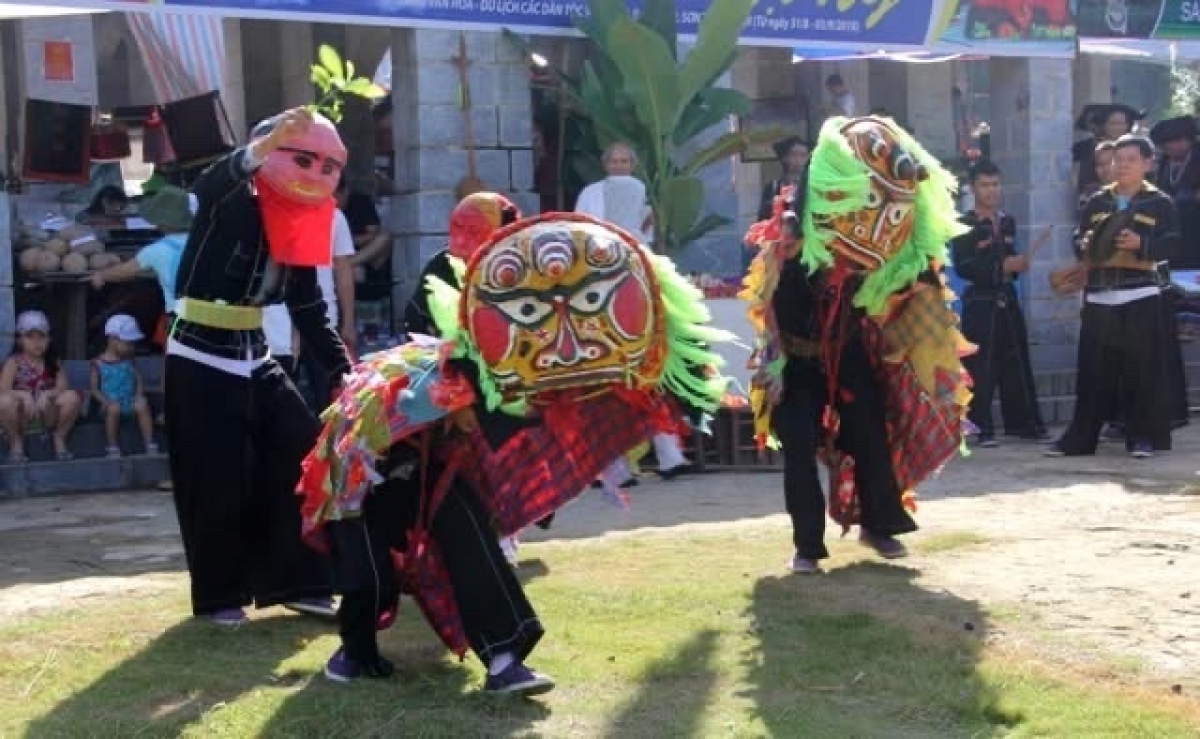 Múa sư tử mèo là di sản văn hóa phi vật thể quốc gia của đồng bào Nùng. (Ảnh: LVH)