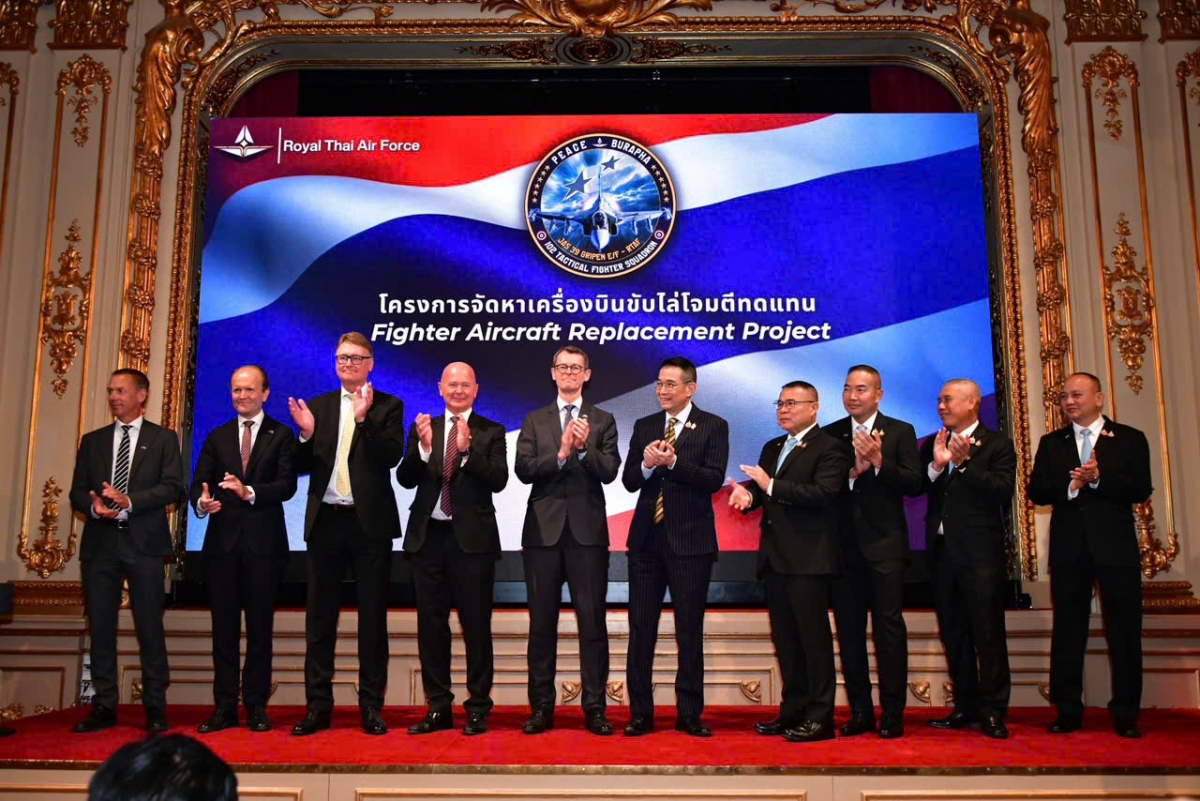 Theo hợp đồng mua sắm giai đoạn đầu, Thái Lan sẽ nhận 4 chiếc máy bay chiến đấu Gripen E/F với tổng trị giá 19,5 tỷ baht (Ảnh: MFA Thái Lan).