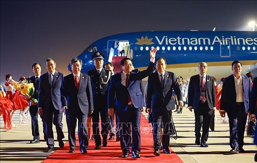 Thủ tướng Phạm Minh Chính đến Thiên Tân, bắt đầu chuyến tham dự Hội nghị Thượng đỉnh Tổ chức Hợp tác Thượng Hải (SCO) 2025. Ảnh: TTXVN