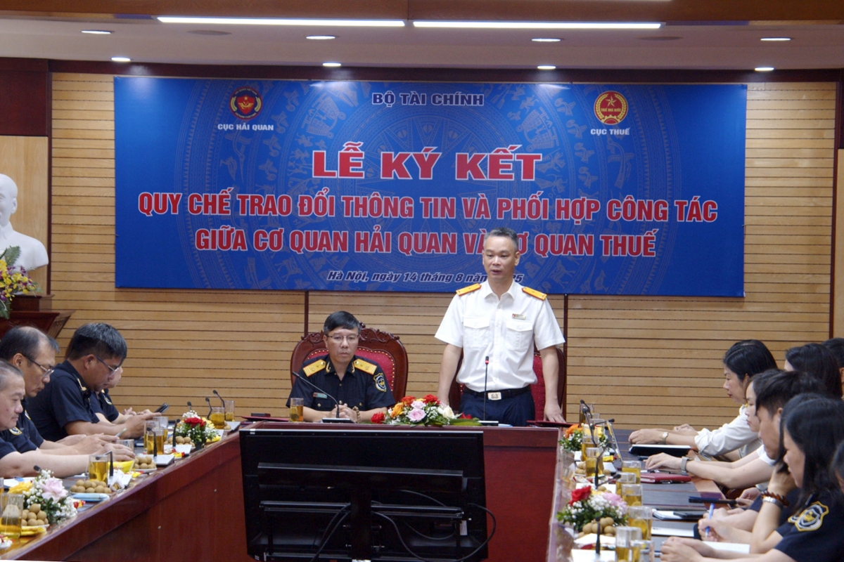 Phó Cục trưởng Cục Thuế Vũ Mạnh Cường phát biểu tại Lễ ký. Ảnh: PV