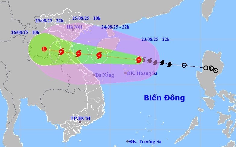 Hướng đi dự kiến của bão số 5