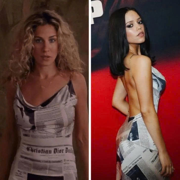 Tại buổi công chiếu phim "Hurry Up Tomorrow", Jenna Ortega gây chú ý với chiếc váy mini Dior in hình báo do John Galliano thiết kế năm 2000. Bộ váy này vốn nổi tiếng từ khi Carrie Bradshaw mặc trong "Sex and the City", nay được Jenna tái hiện đầy ấn tượng.