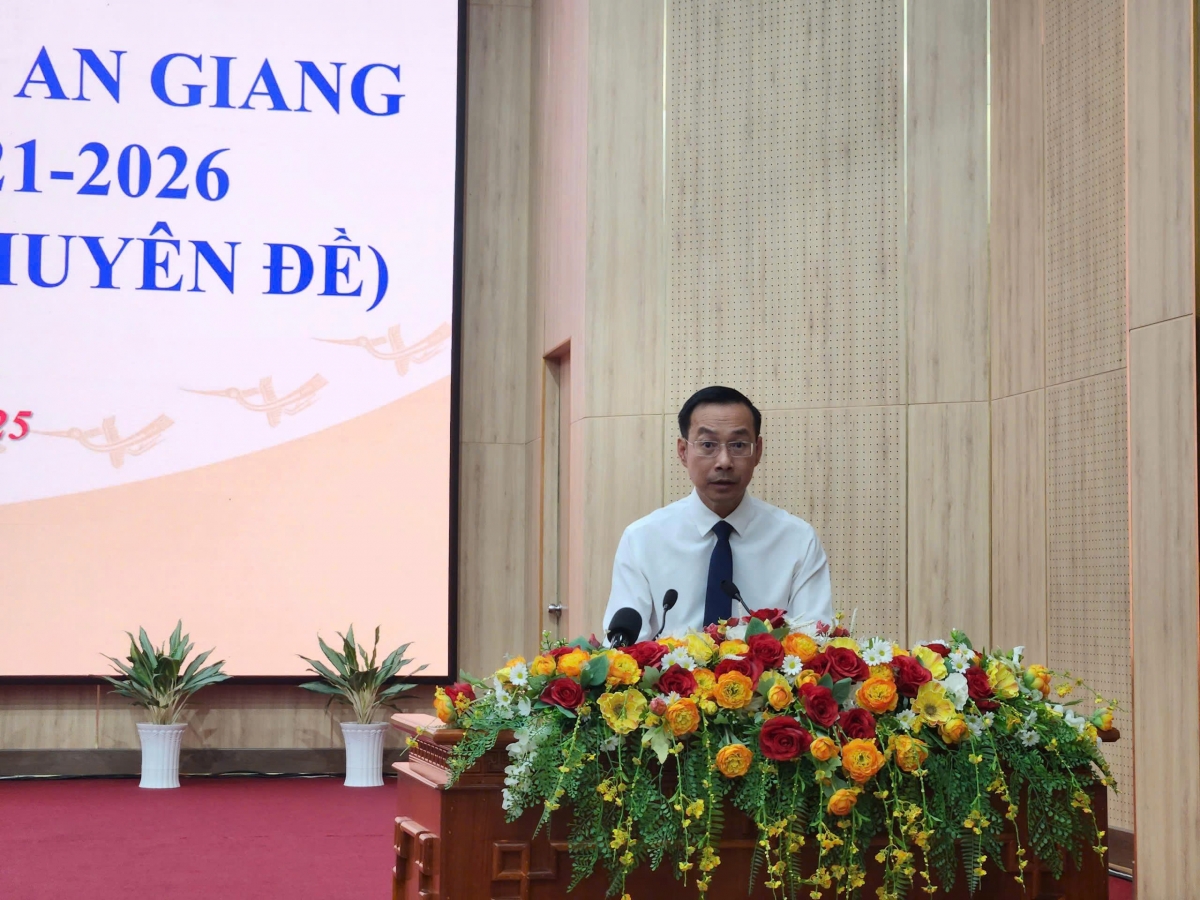 Ông Nguyễn Thanh Nhàn, Chủ tịch HĐND tỉnh An Giang phát biểu tại kỳ họp thứ 3 (kỳ họp chuyên đề).