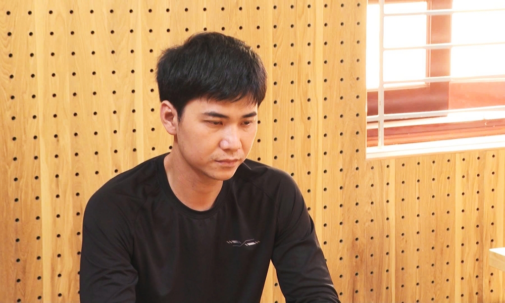 Đối tượng Đoàn Quốc Thái tại cơ quan công an