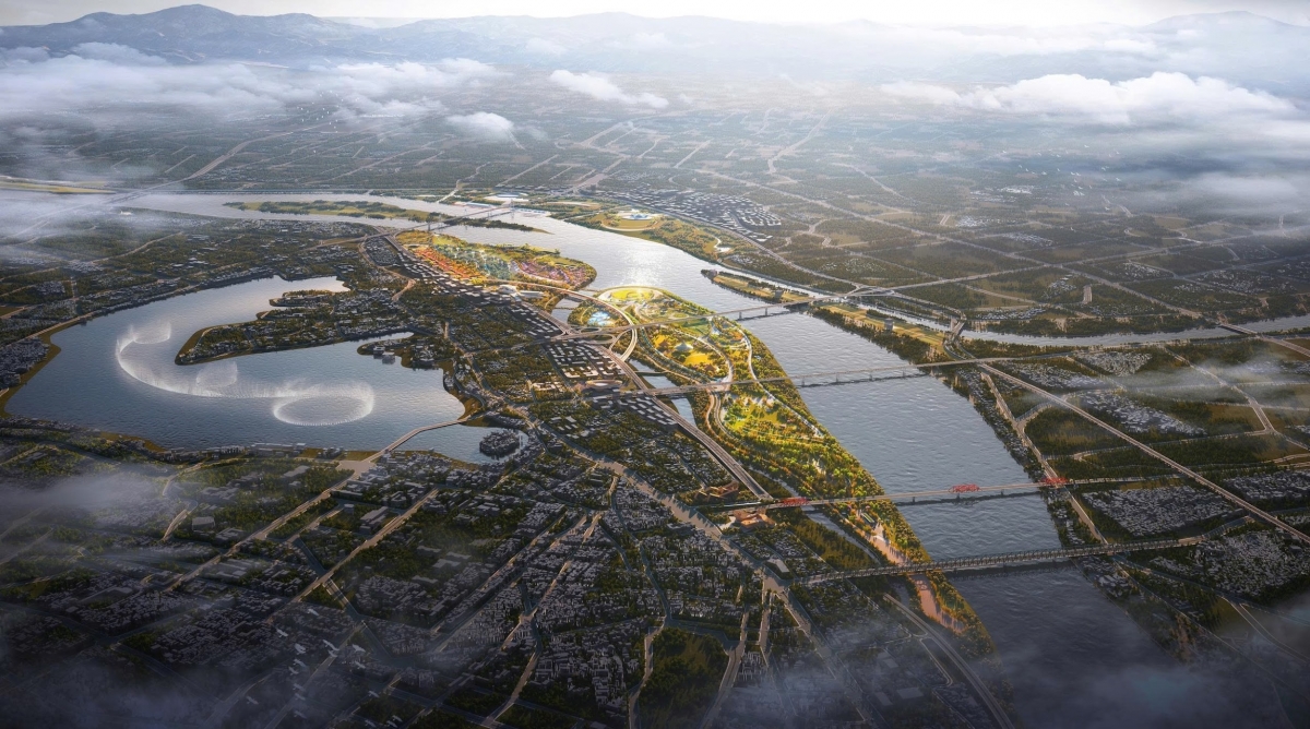 Phối cảnh tổng thể “Trục cảnh quan sông Hồng”