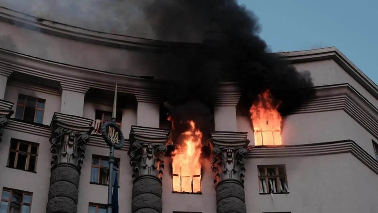 Ukraine cáo buộc Nga tấn công tòa nhà chính phủ. Ảnh: Bộ tình trạng khẩn cấp Ukraine