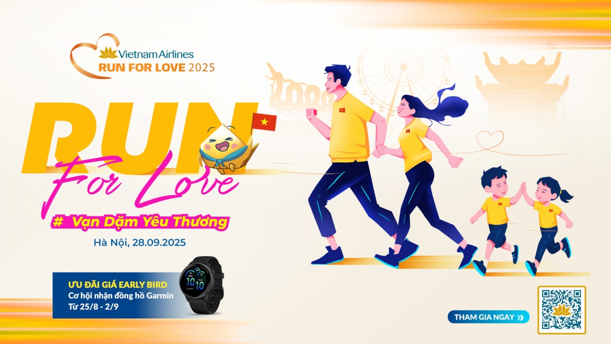 Không chỉ tiếp sức, khu gian hàng của giải chạy Run For Love 2025 còn là nơi kết nối, giúp mọi người tham gia thư giãn, chia sẻ niềm vui cùng gia đình và bạn bè. (Ảnh: VNA).