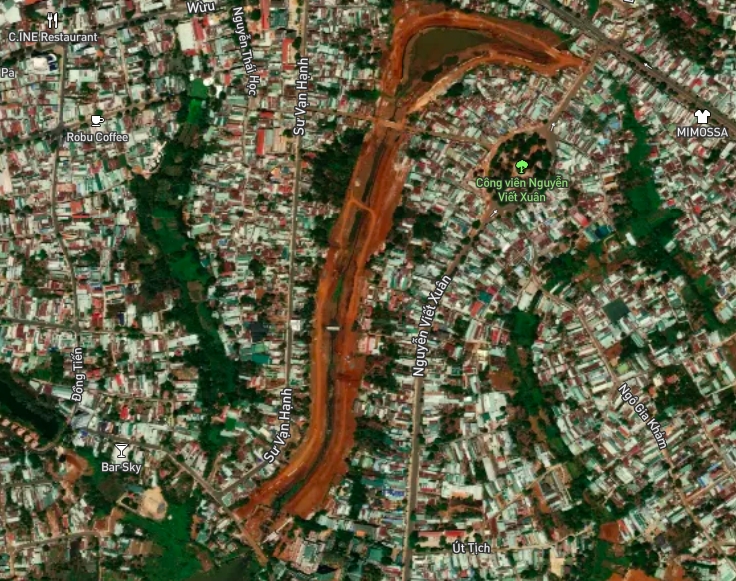 Khu vực Suối Hội Phú (phường Hội Phú, Gia Lai) - nơi dự án được triển khai - Ảnh: Google Map