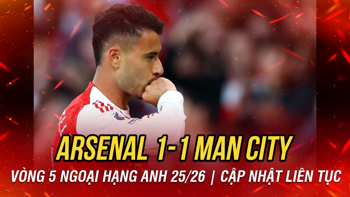 Martinelli ghi bàn gỡ hòa cho Arsenal.