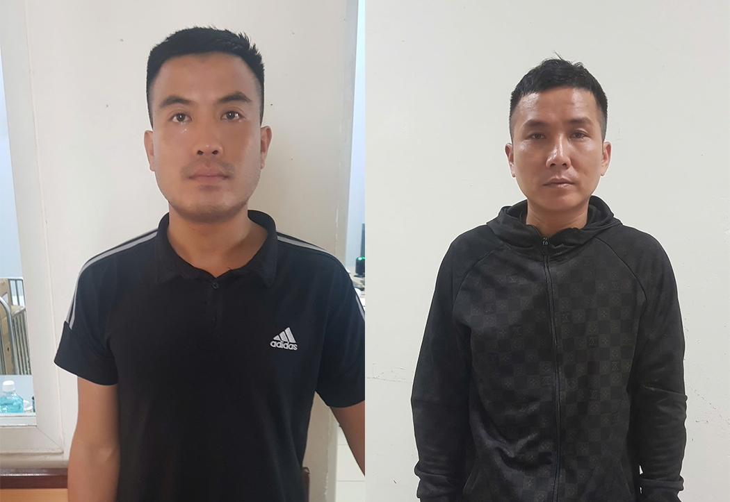 Đối tượng Kiên và Hùng tại cơ quan Công an