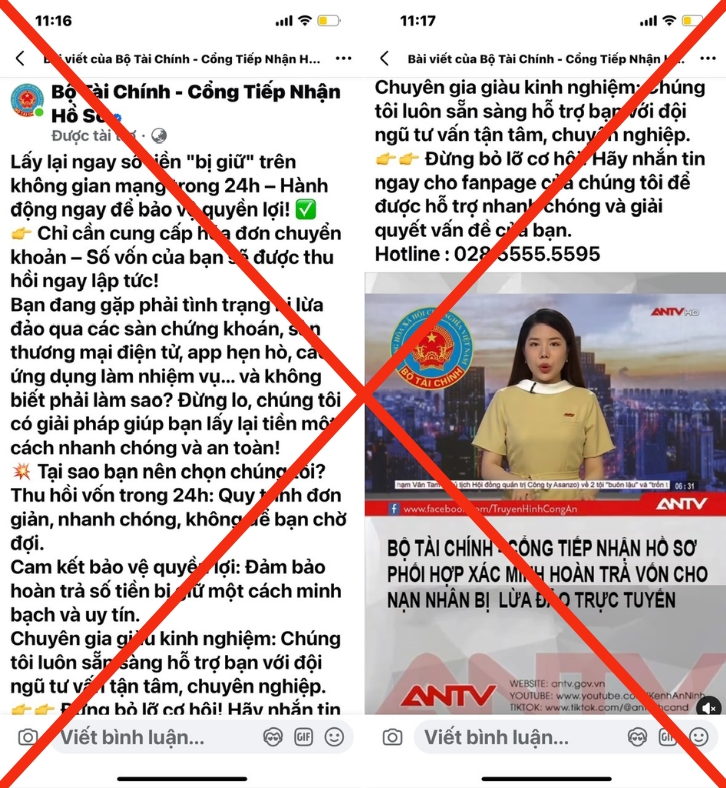 Trang facebook giả mạo Bộ Tài chính, người dân cần cảnh giác. 