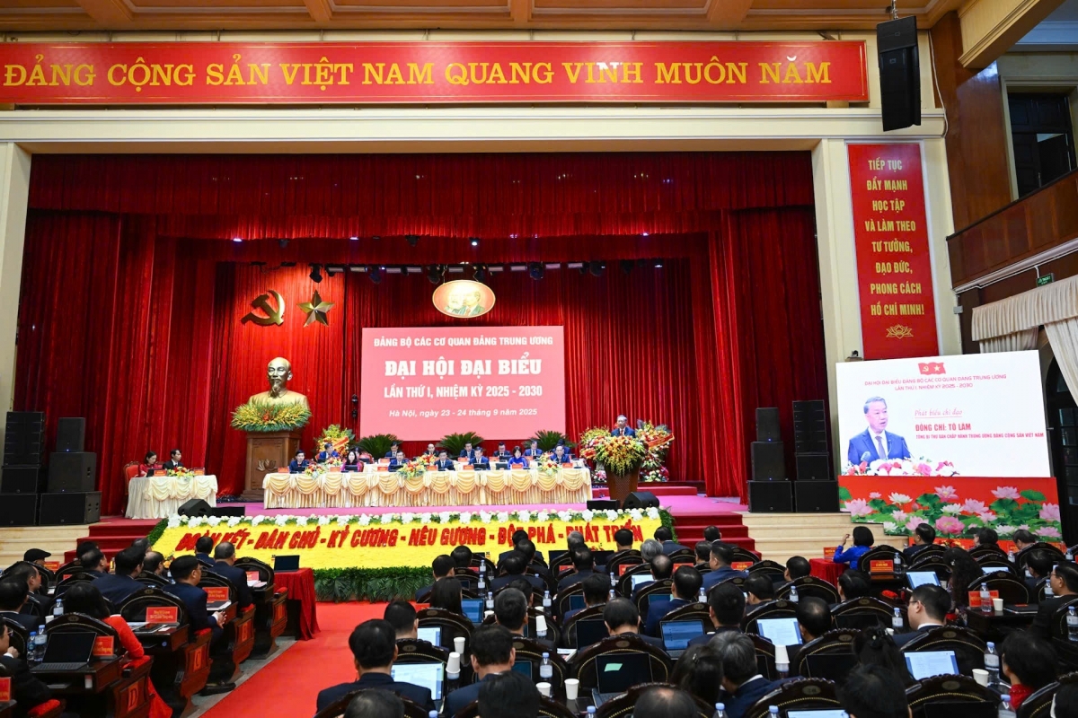 Đại hội Đại biểu Đảng bộ các cơ quan Đảng Trung ương lần thứ I, nhiệm kỳ 2025 - 2030, được tổ chức trọng thể tại Hà Nội trong ngày 23 và 24/9/2025. Ảnh Văn Hiếu