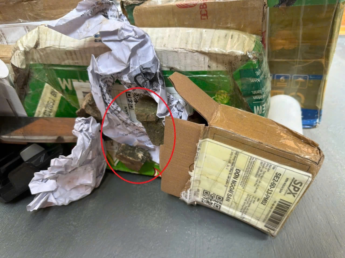 Đối tượng đóng gạch vào hộp giao hàng để lừa các bị hại. Ảnh: Ảnh: Hồ Hưng